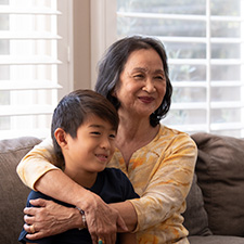 woman holding a little boy